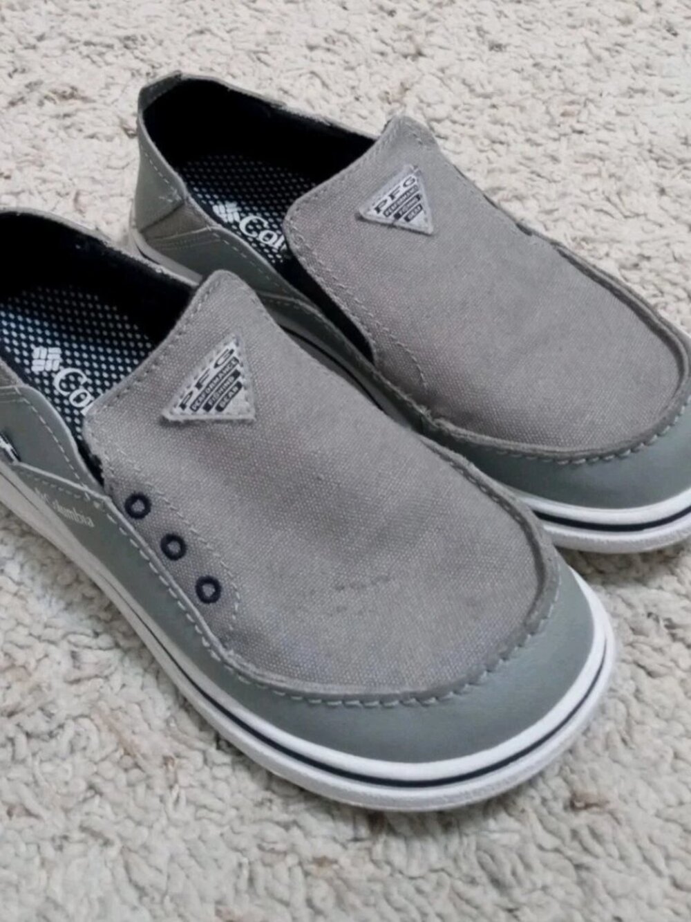 Columbia Bahama PFG Kids Shoes, Size1 Gray, Slip On Omni Grip